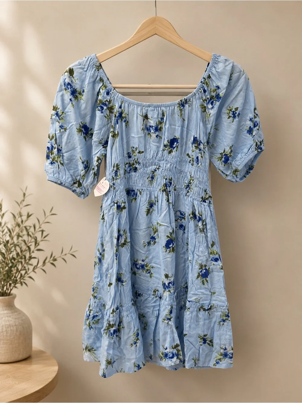 The Children's Place Light Blue Floral Puff Sleeve Dress